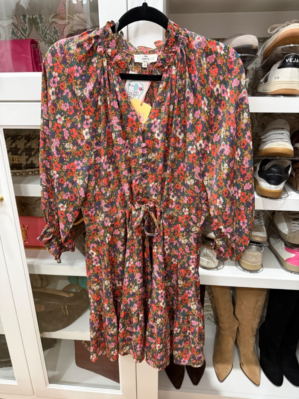 NWT Entro Fall Floral Dress with Cinch Waist